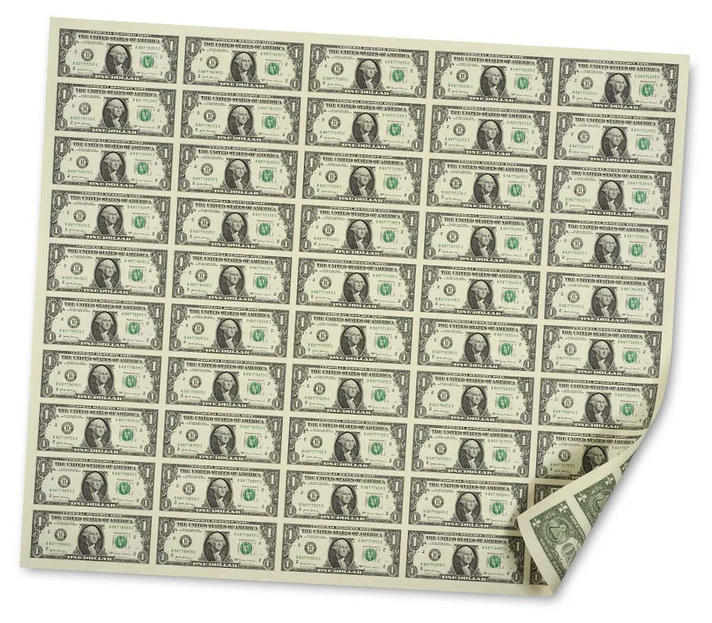 dollar bills note sheet