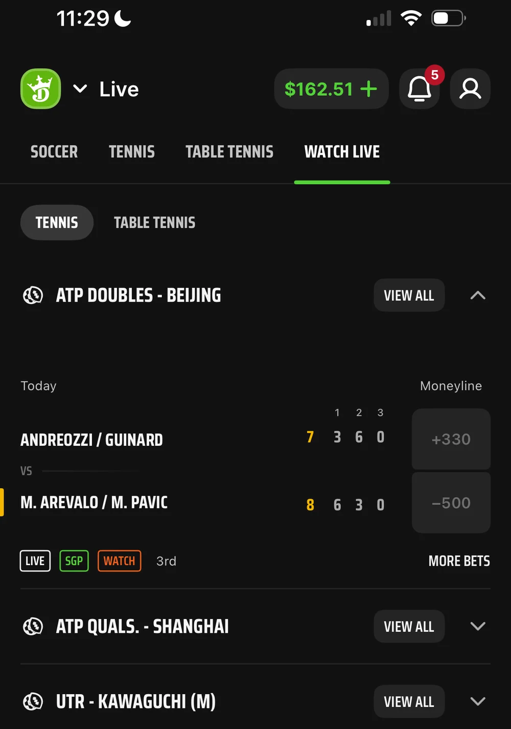 random live sports on at 3am