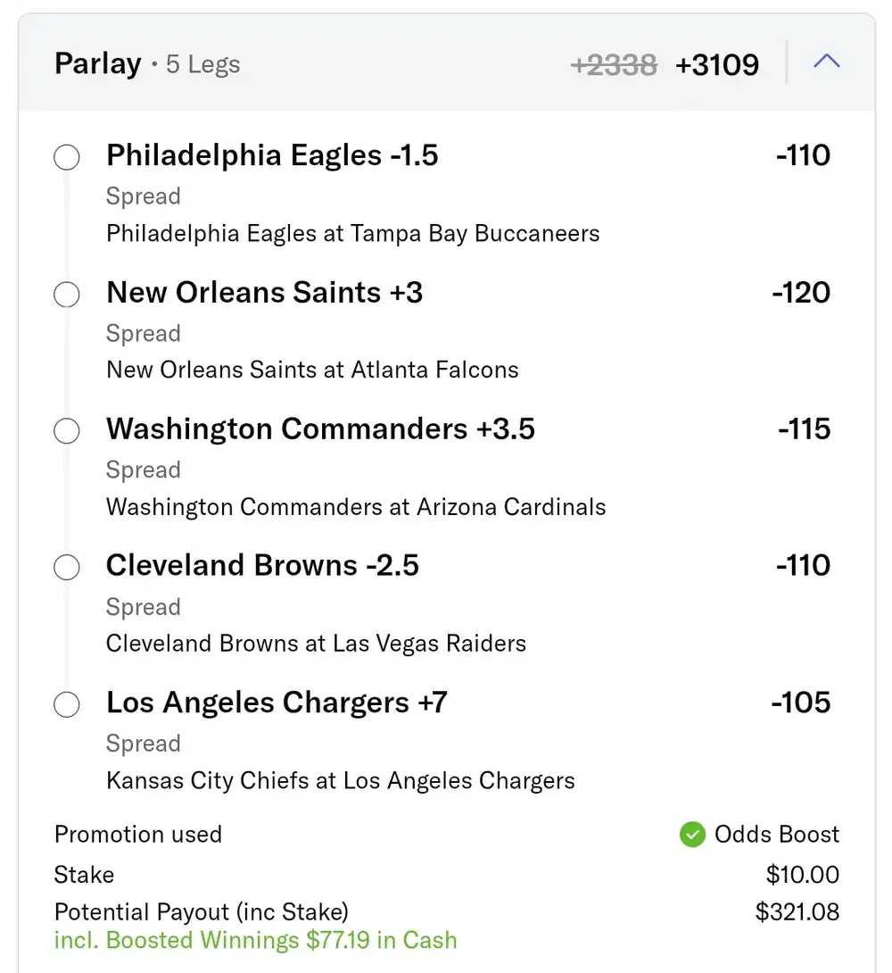 five team parlay 20240929