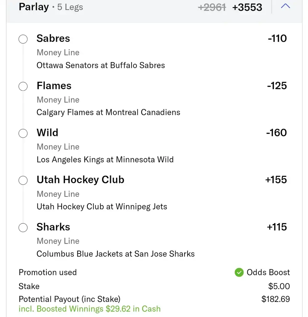 five team parlay 20241105