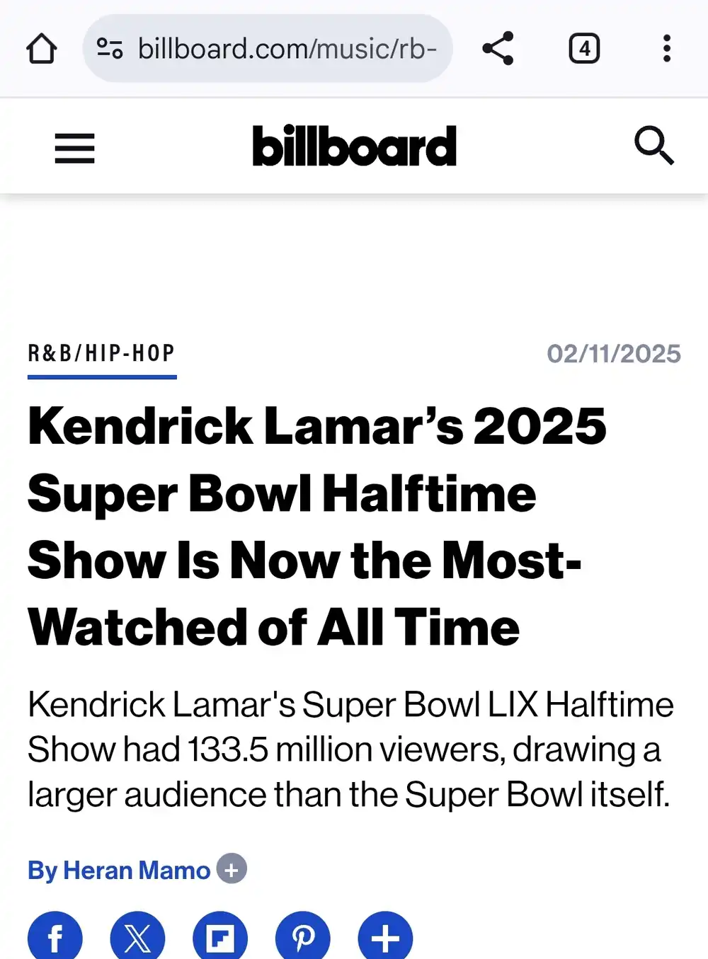 kendrick superbowl most viewed