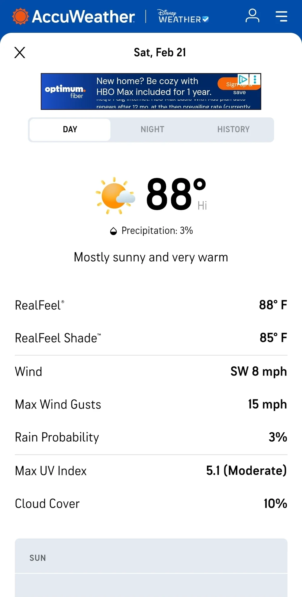 mostly sunny and very warm