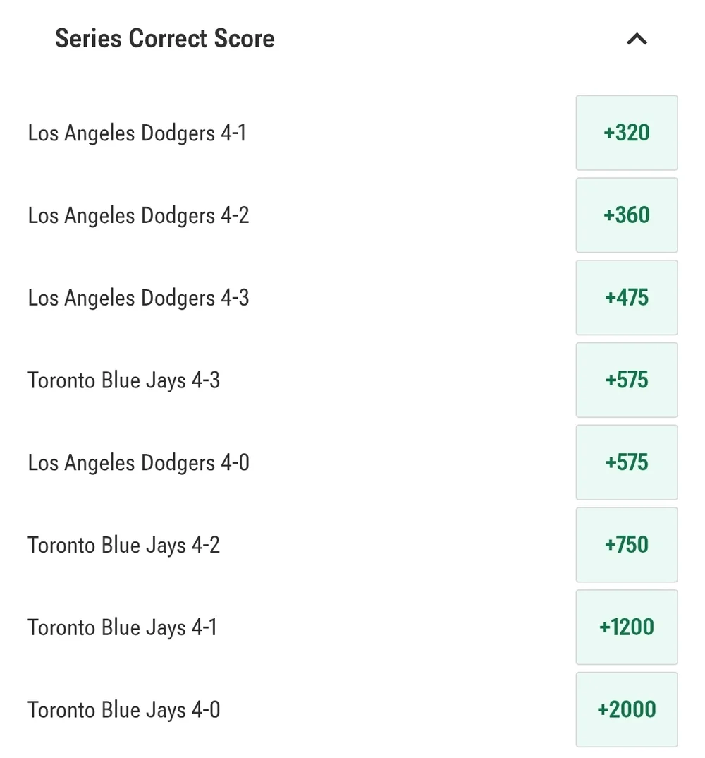 world series correct scores