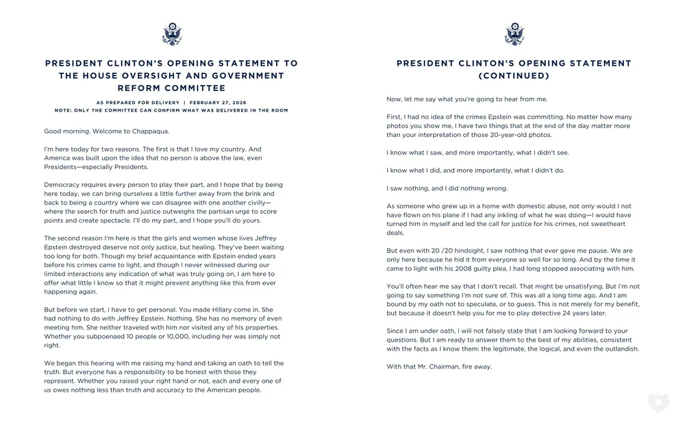 bill clinton statement