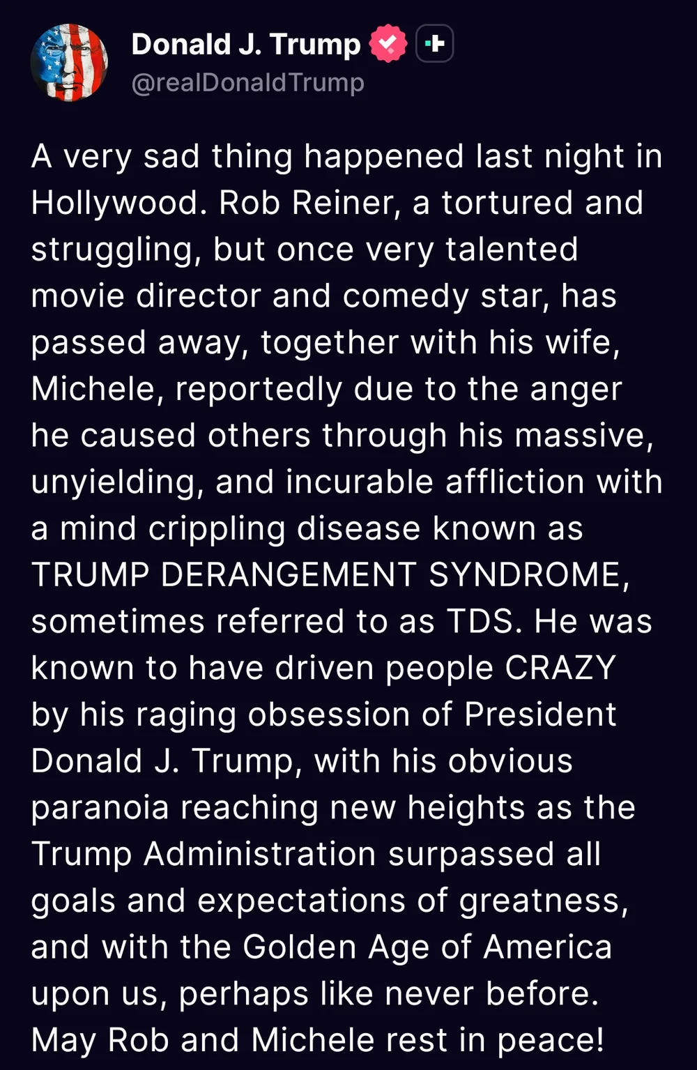 djt reacts to rob reiner