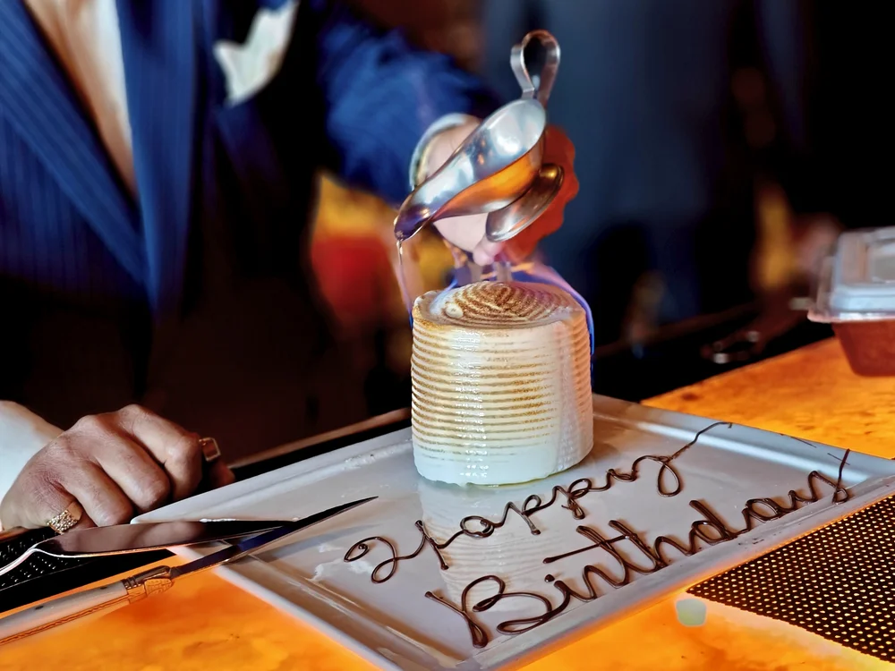 flaming birthday ice cream cake