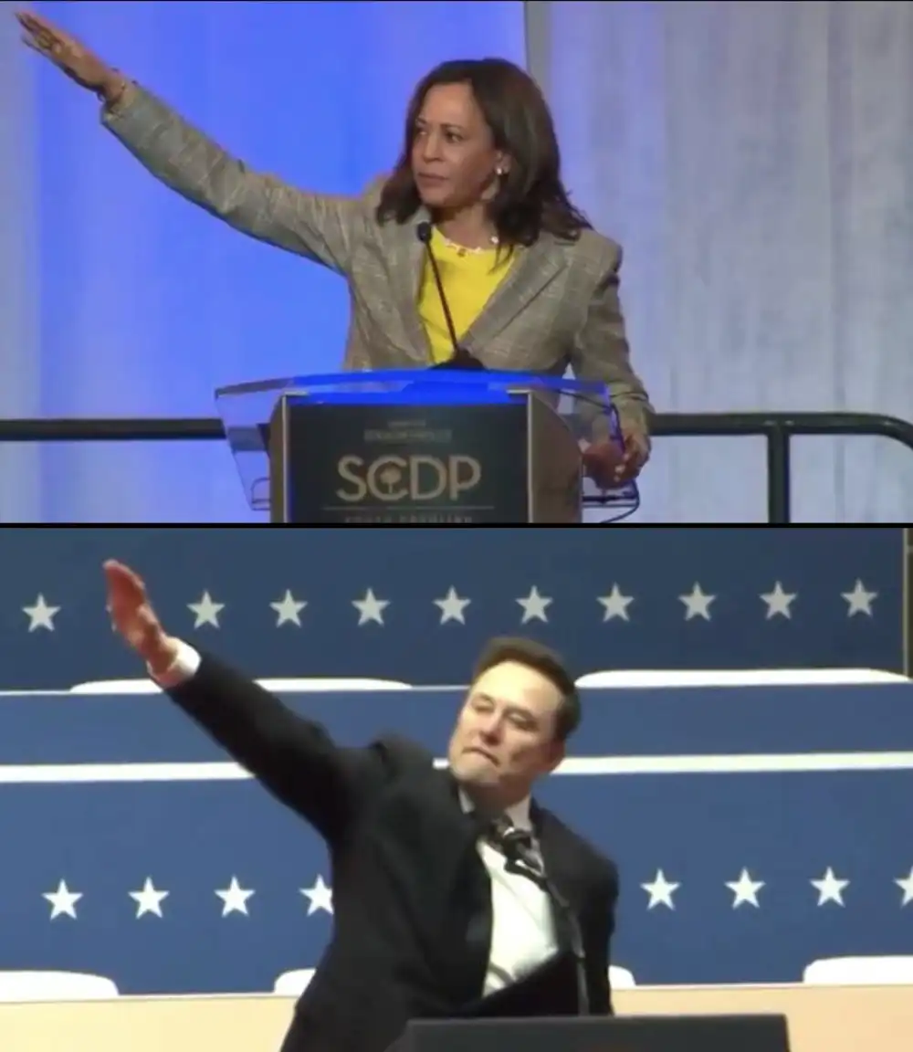 kamala elon salute