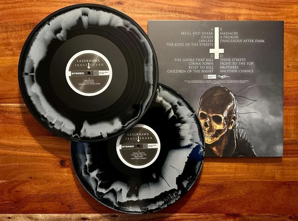 lazerhawk skull and shark vinyl press 2