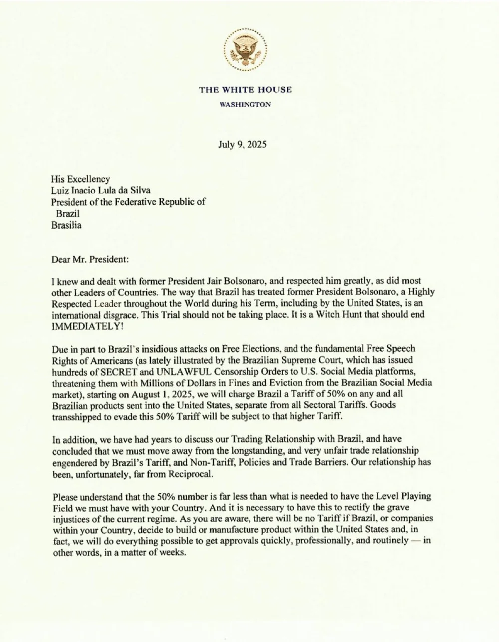 letter to brazil
