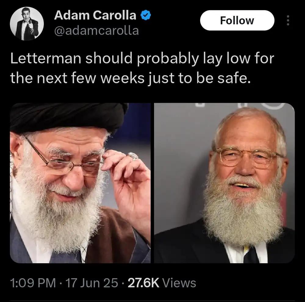 letterman is the ayatolla