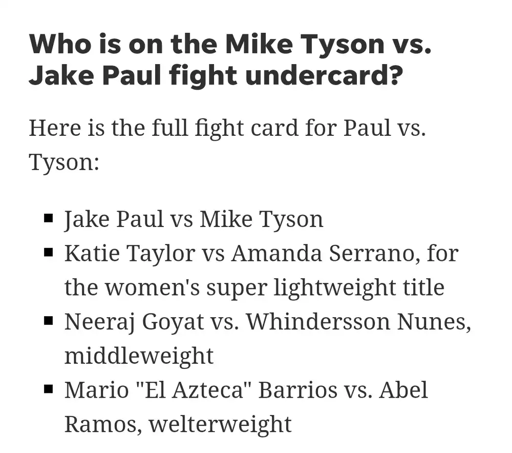 mike tyson jake paul undercard