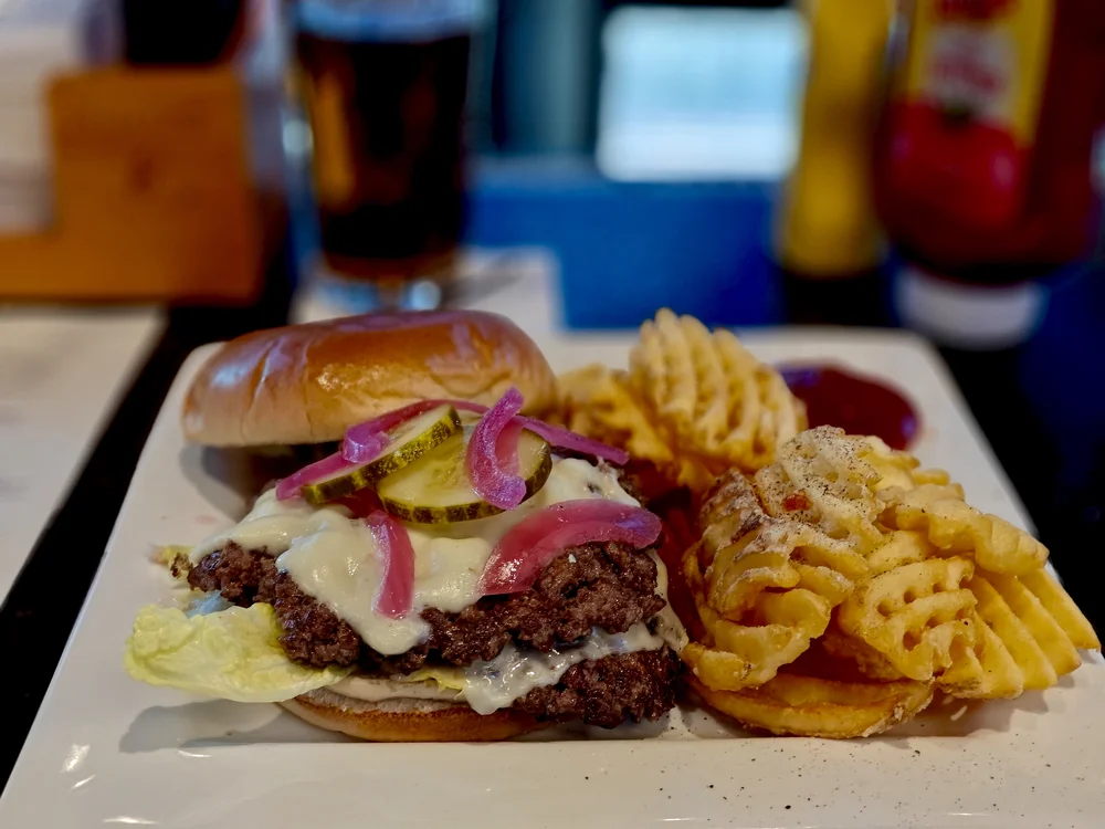 smash burger waffle fries