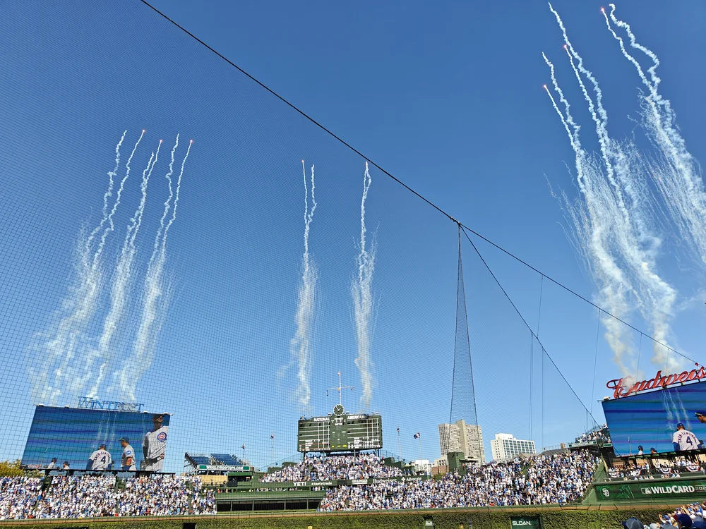wrigley field 2025 playoffs fireworks
