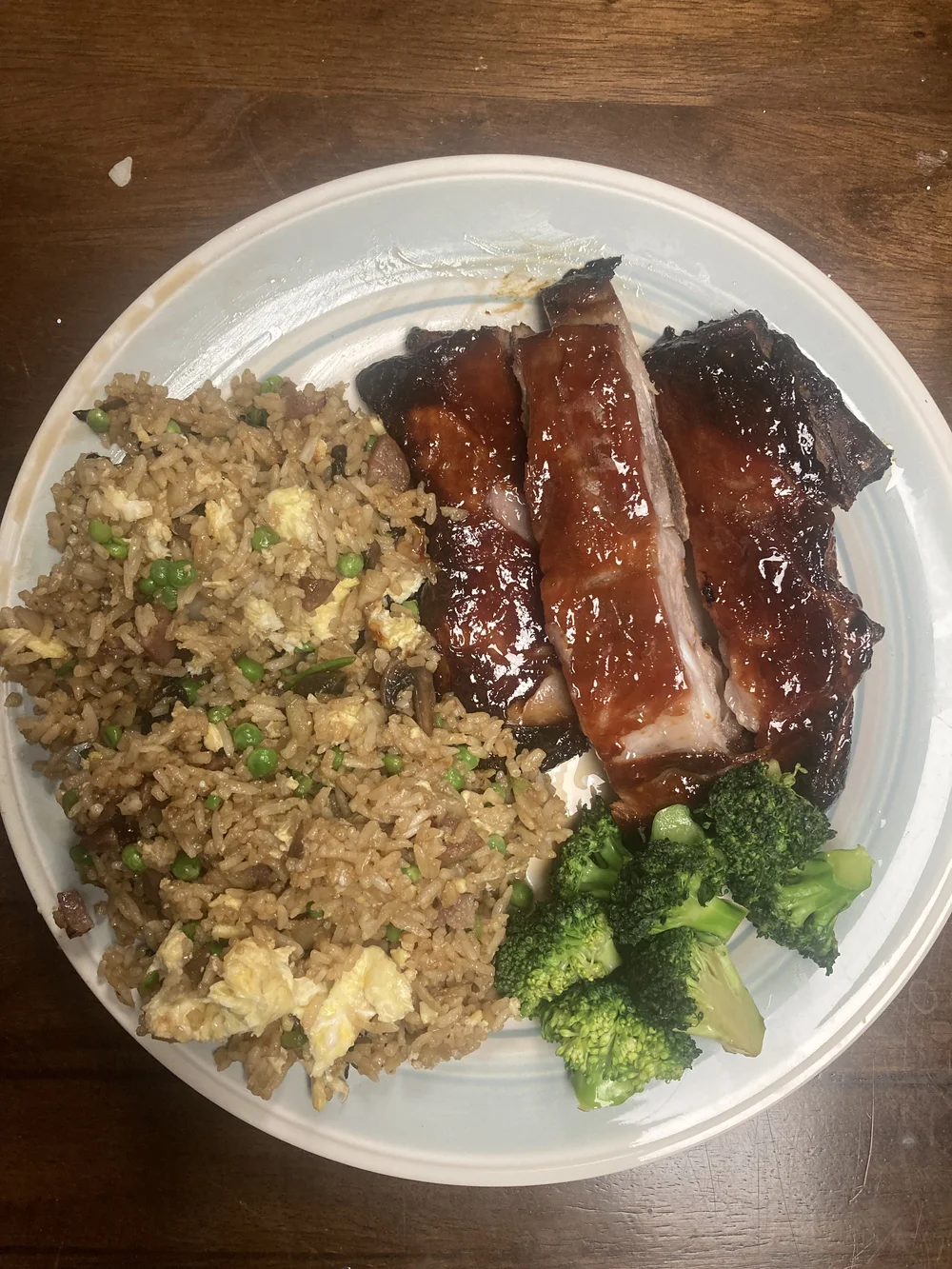 fried rice asian style ribs and broccoli