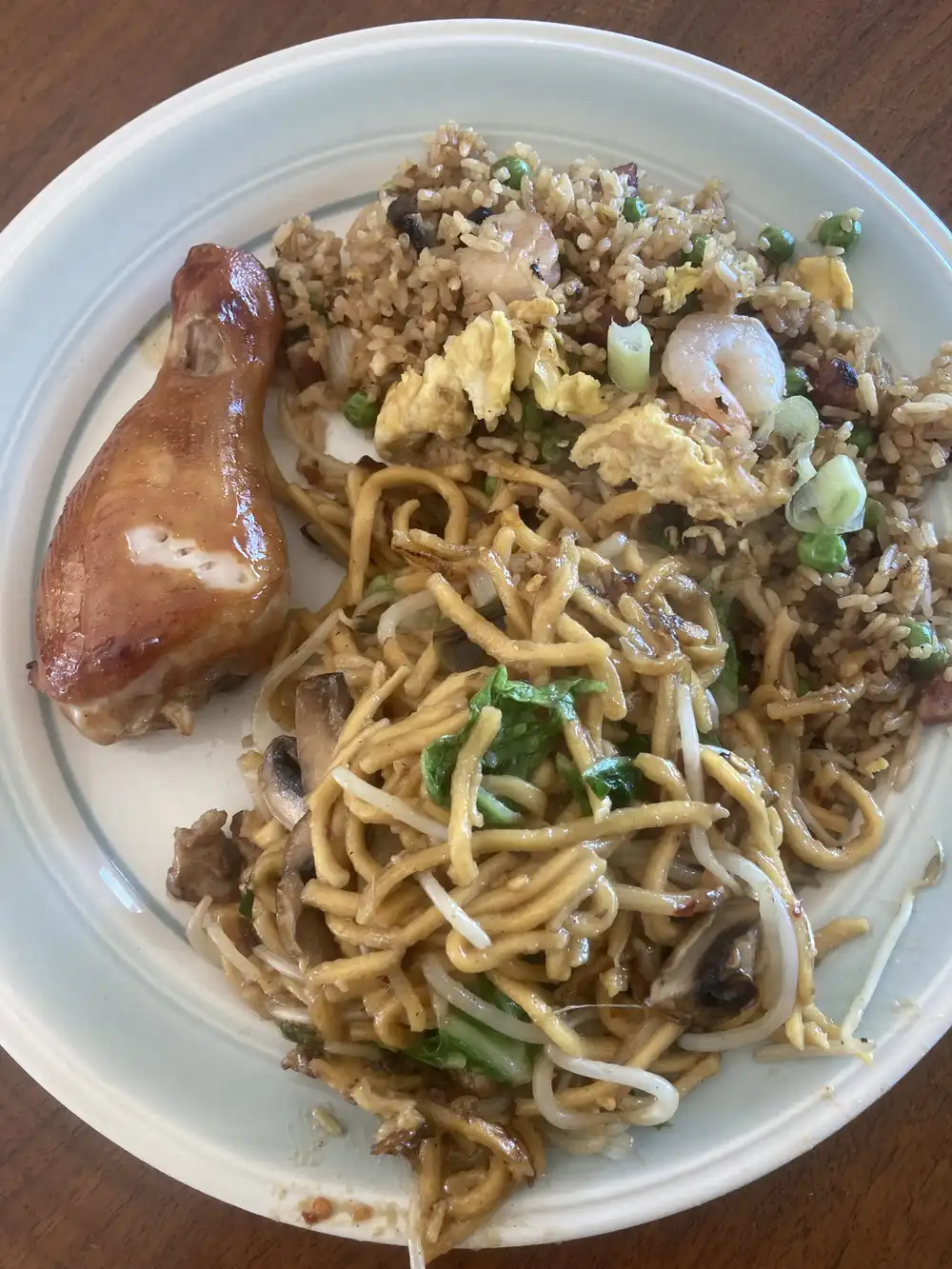 fried rice chow mein and teriyaki chicken