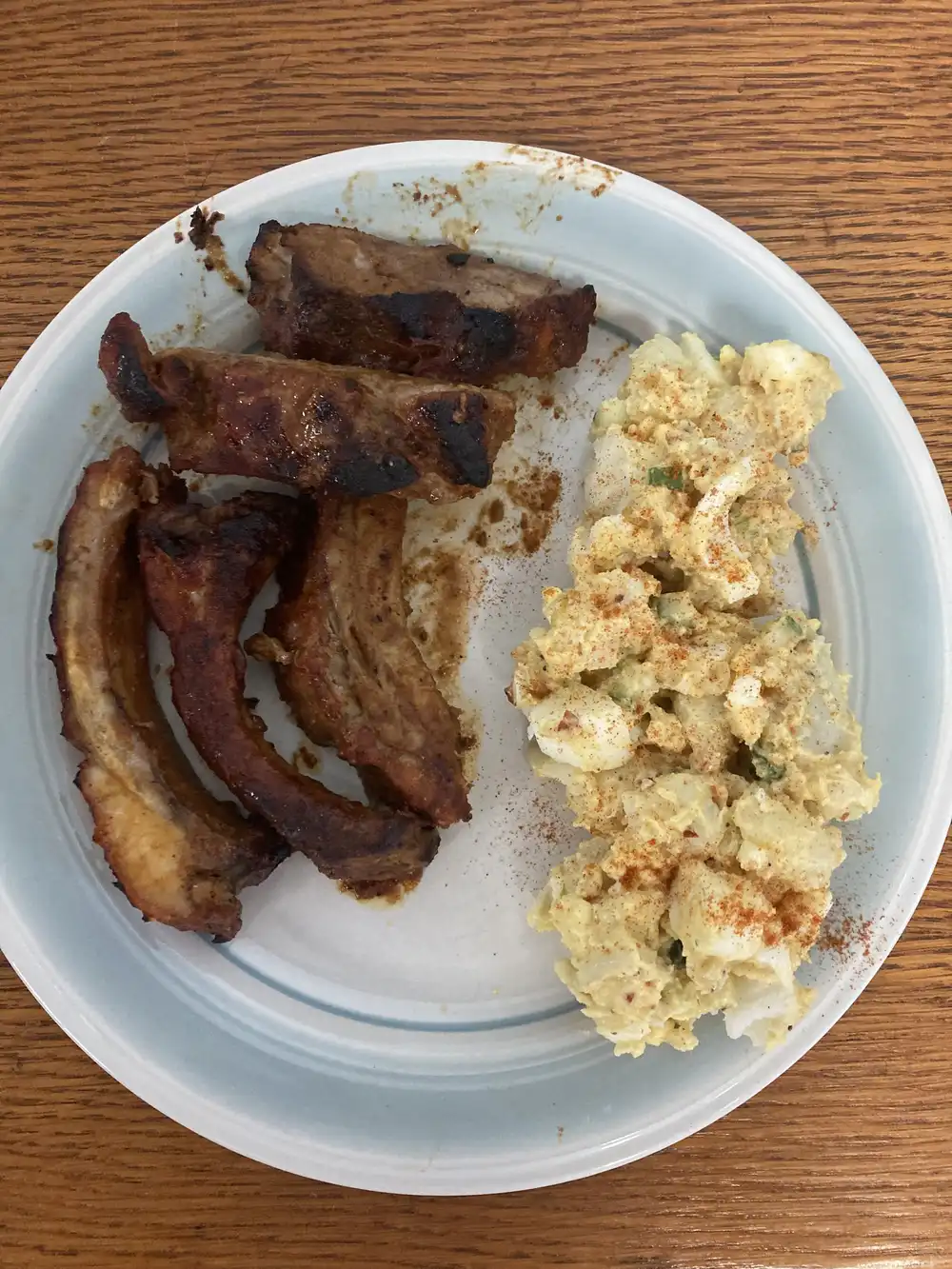 ribs potato salad and watching the playoff 1