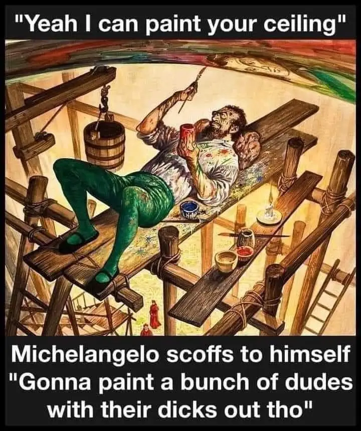 michelangelo scoffs