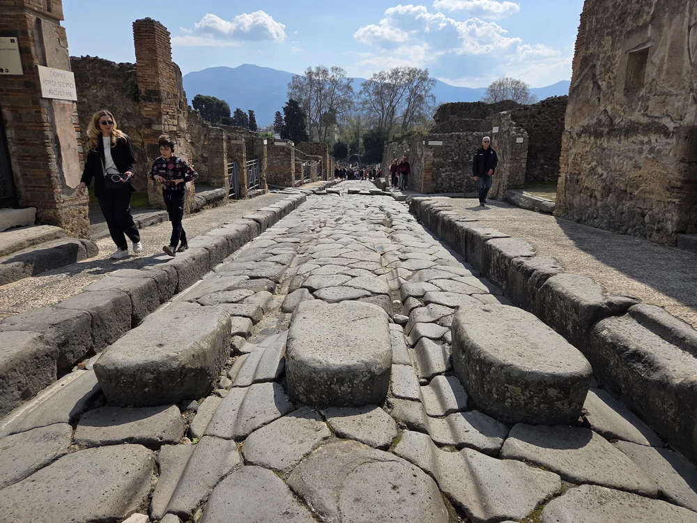 raised stones are literally a crosswalk in pompeii