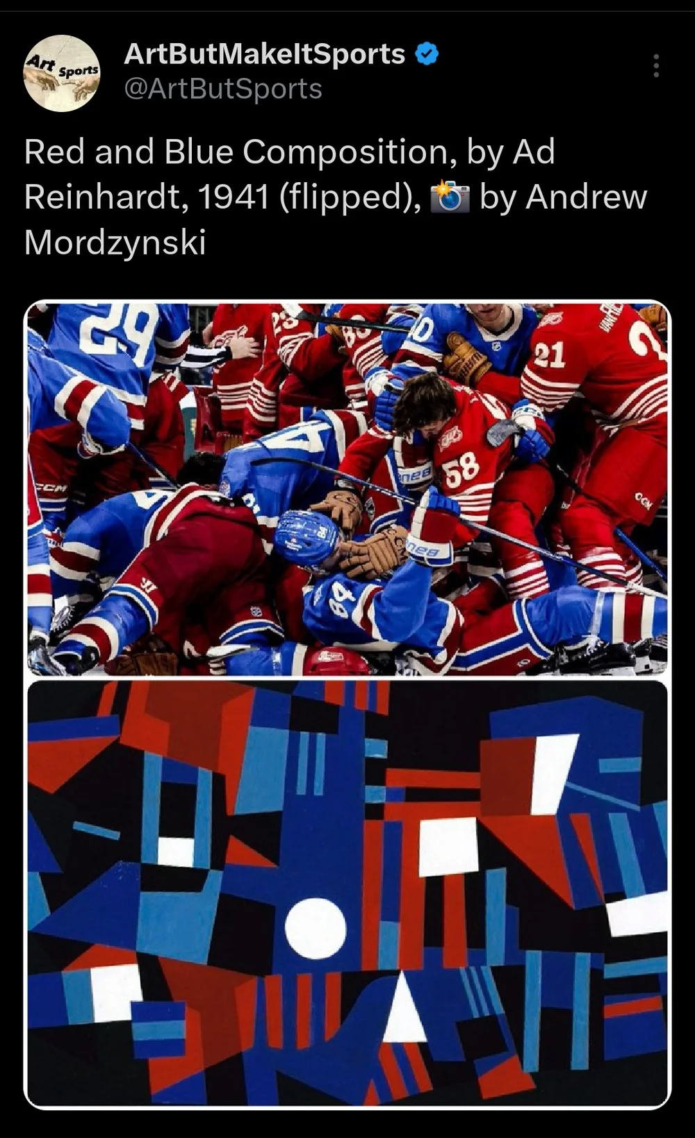 red and blue composition