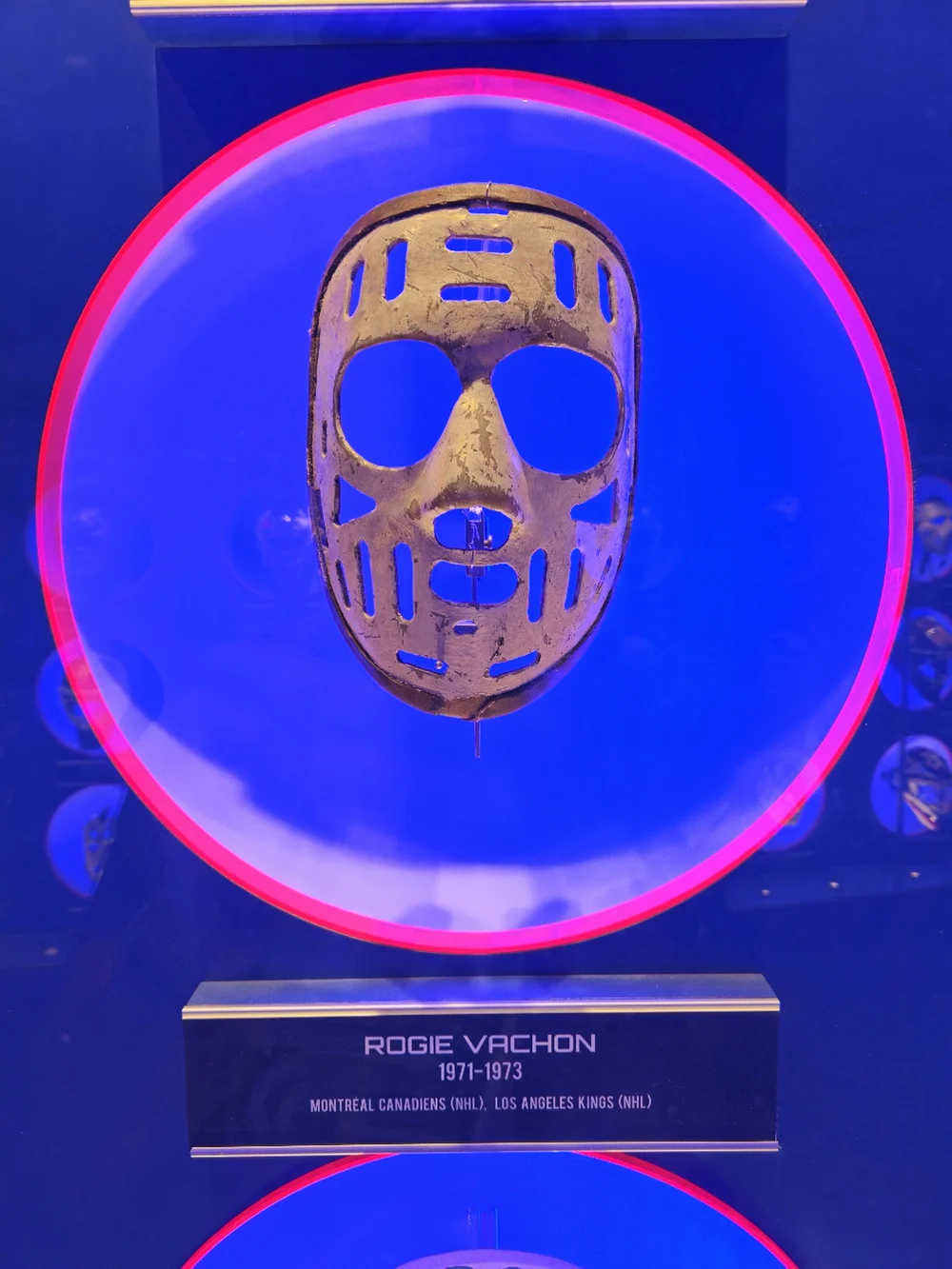 rogie vachon mask at the nhl hall of fame