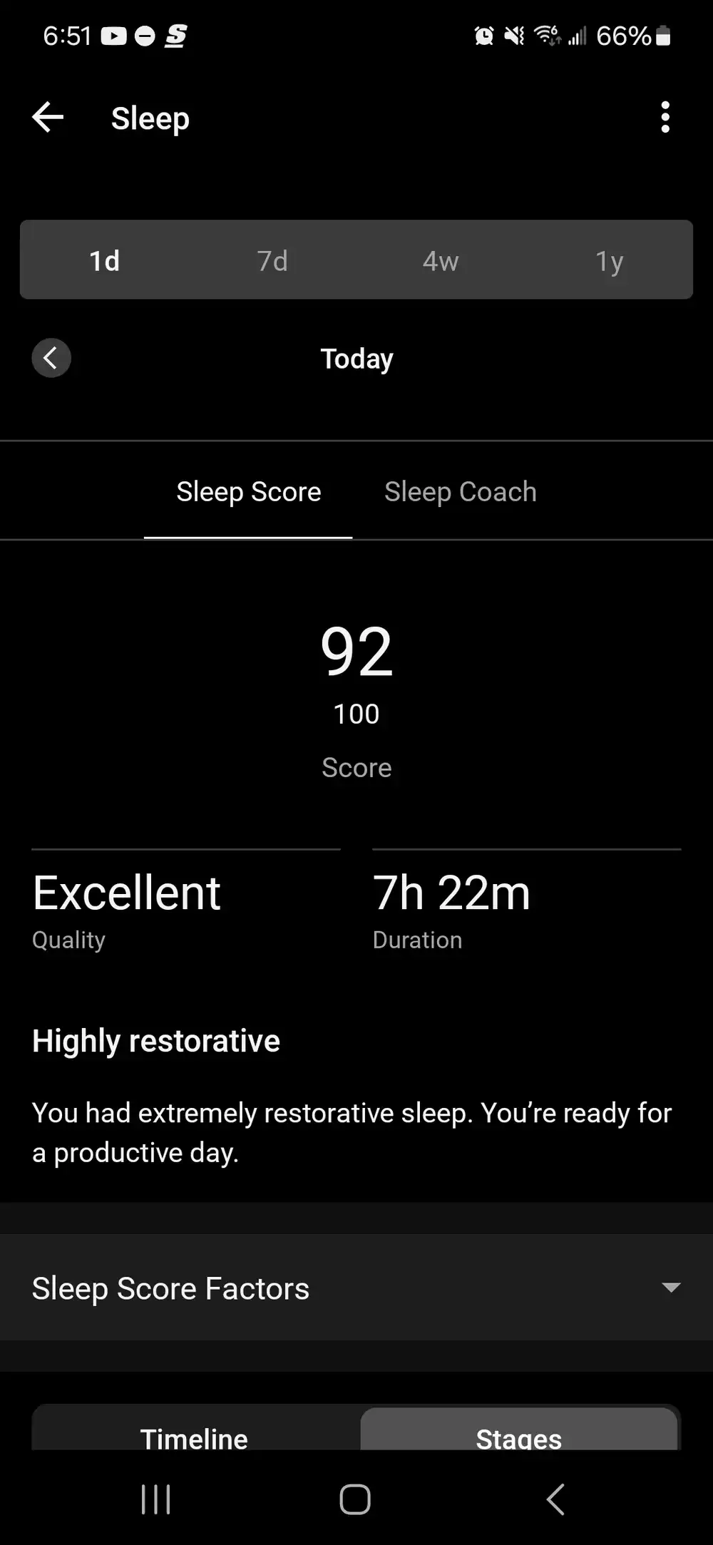 sleep score 92 of 100