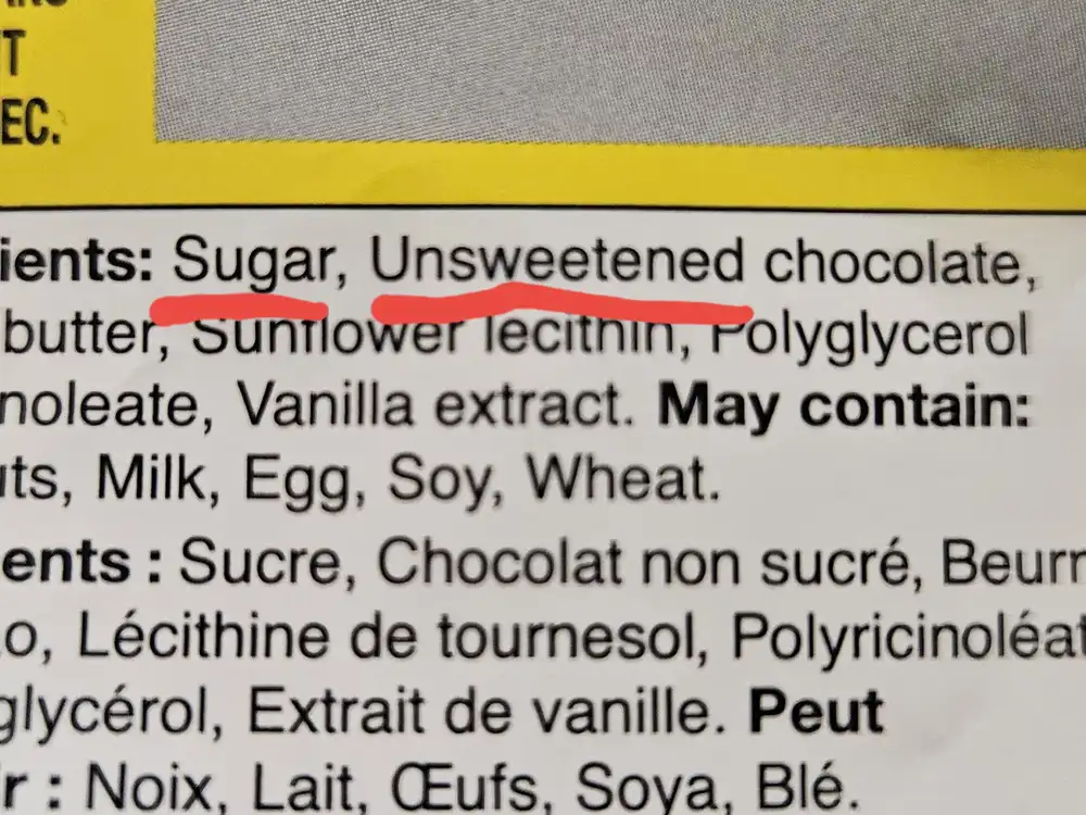 suger and unsweetened chocolate