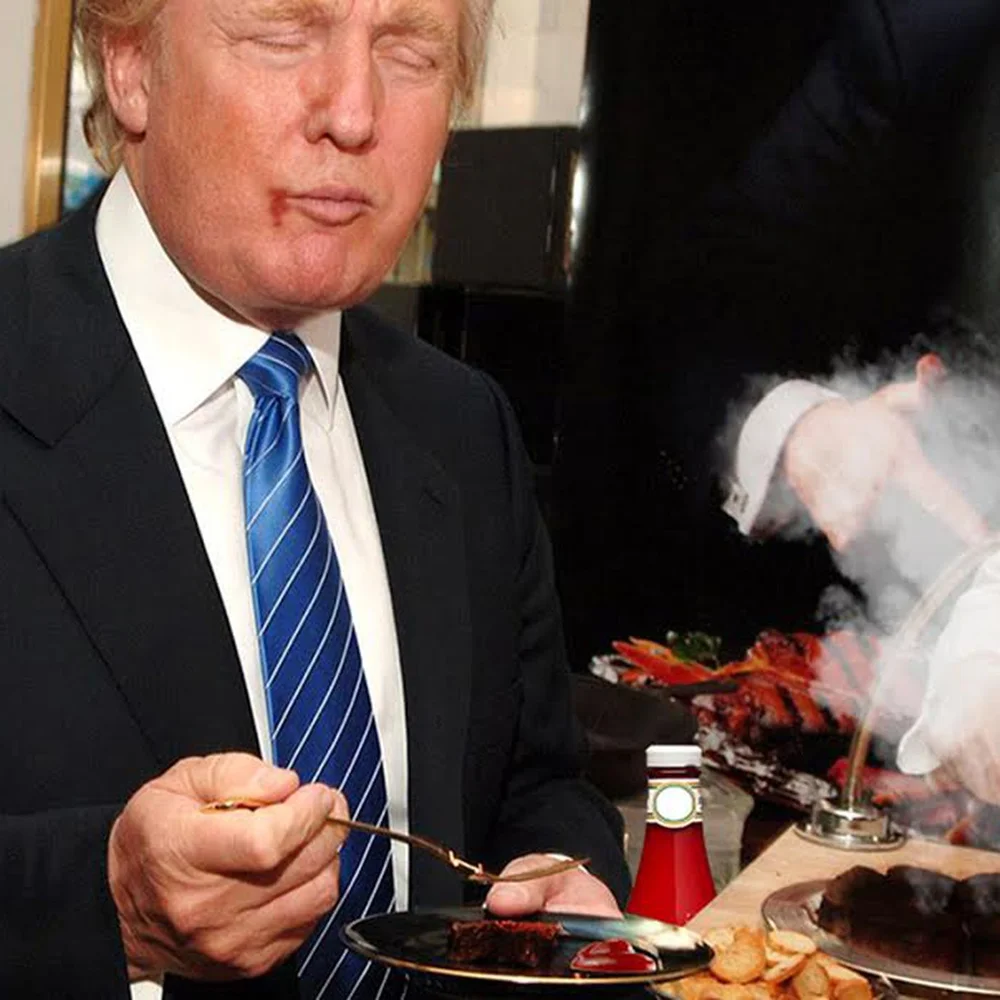 trump eats with ketcrup