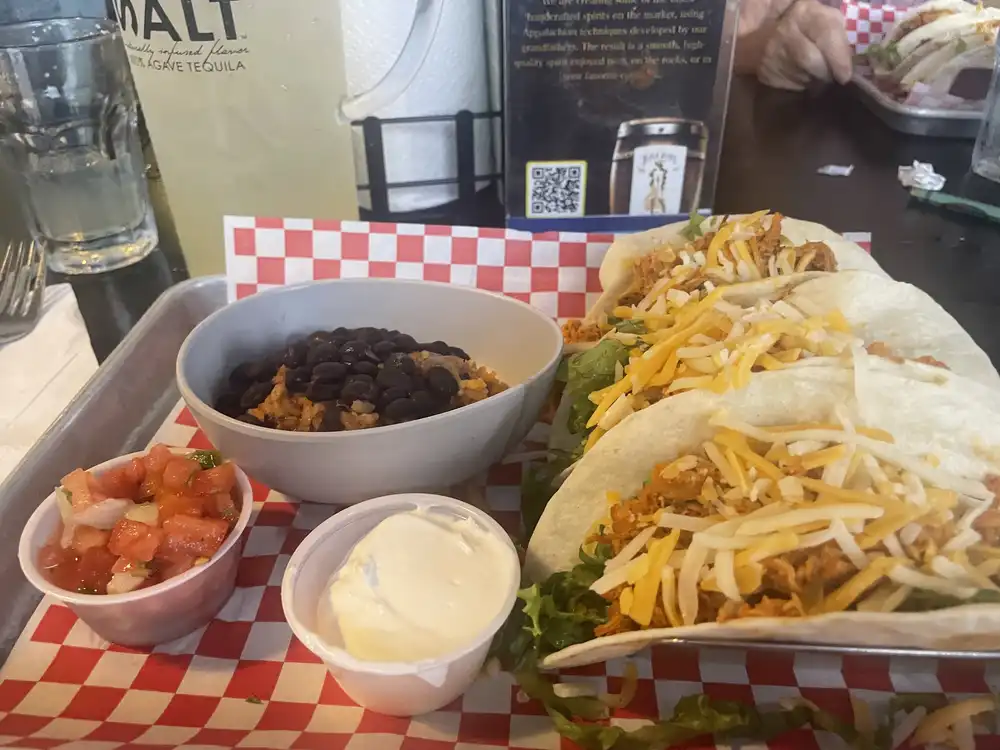 bogeys three tacos and rice and black beans