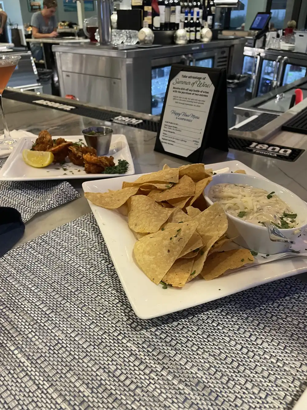 coconut shrimp and hot crab dip