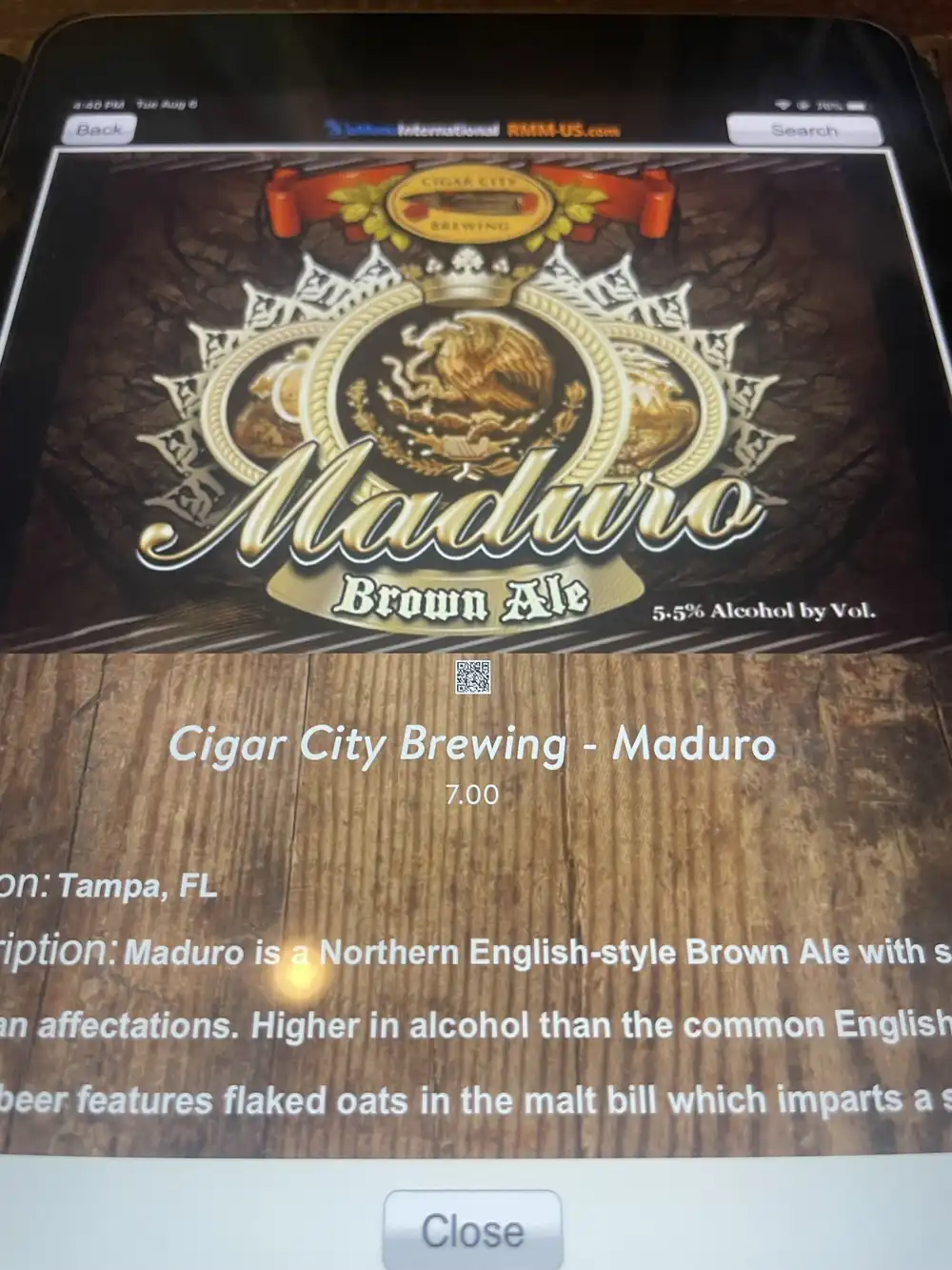 maduro brown ale cigar city brewery