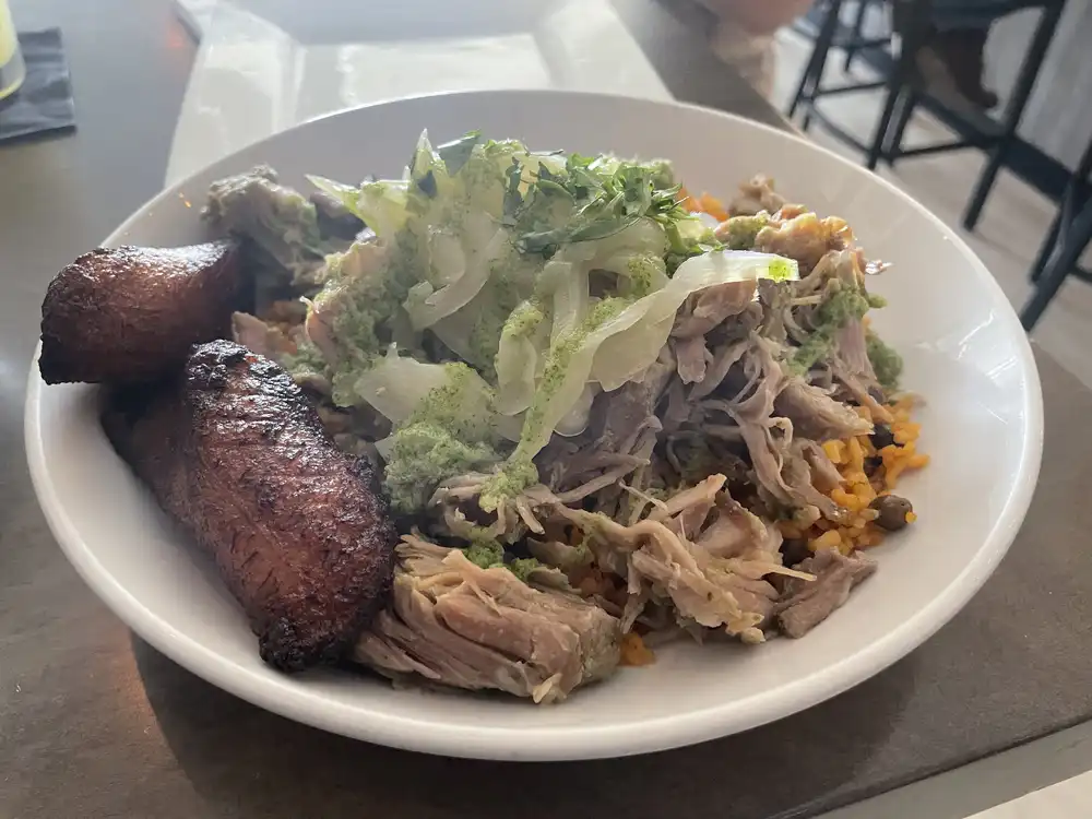 shredded pork and plantain