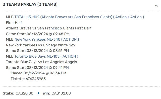 3 teams parlay 20240812