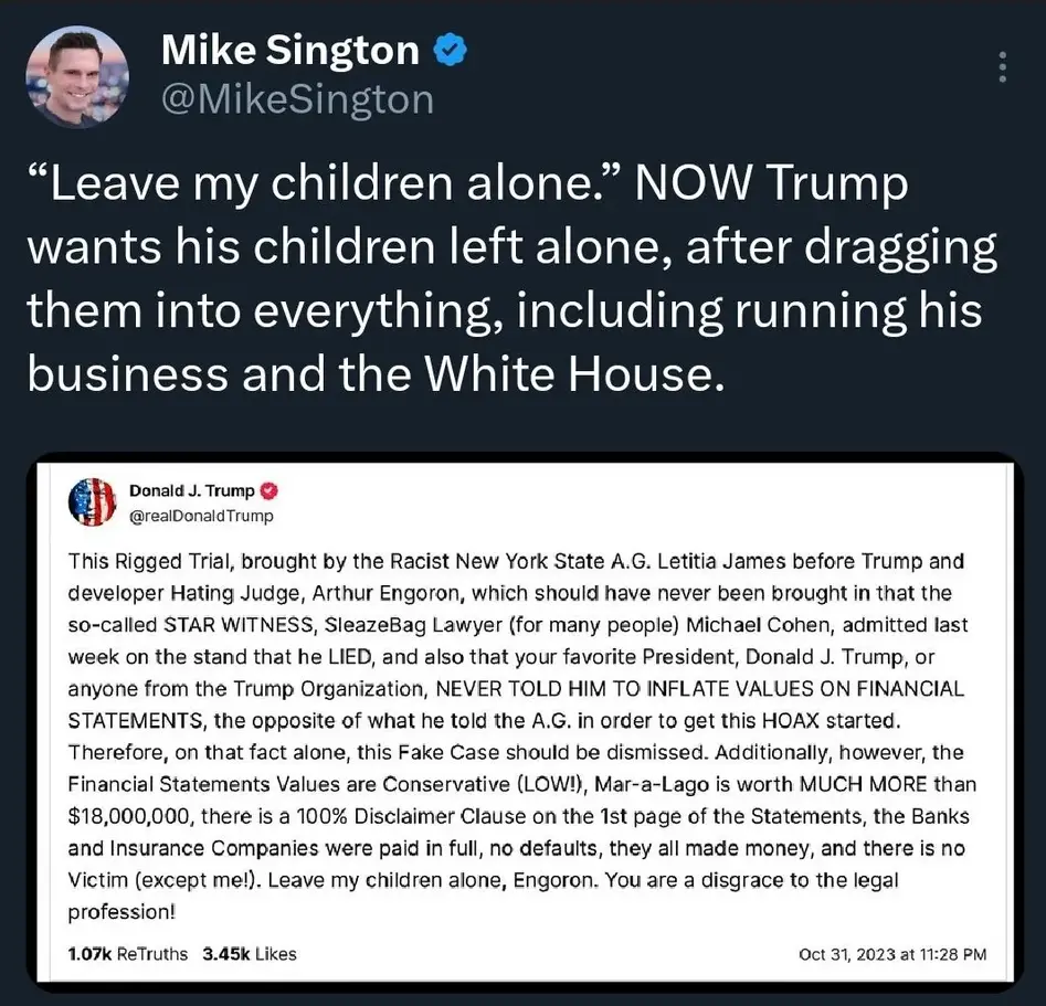leave my children alone trump