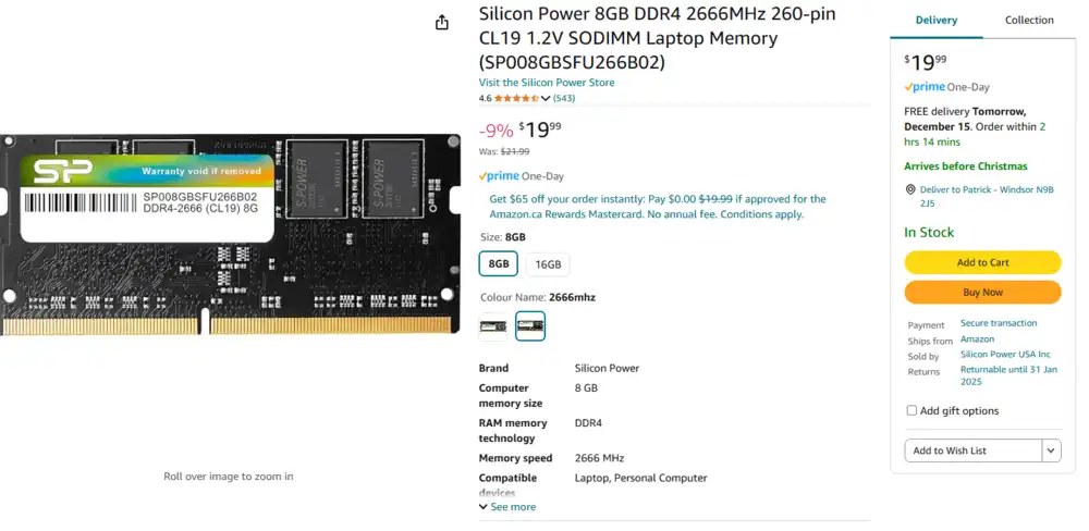 silicon power 8gb ram