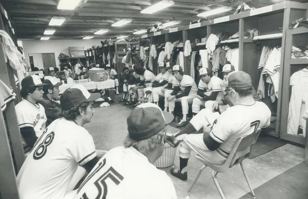 the blue jays locker room at exhibition stadium in 1979