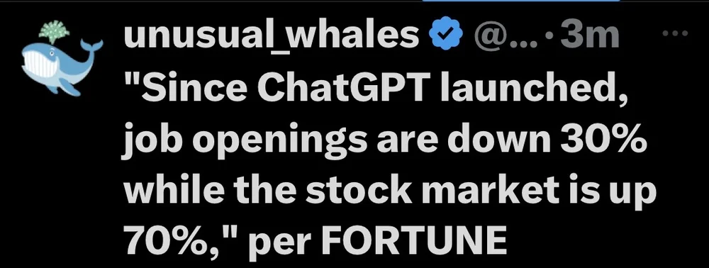 30 percent jobs down sue to ai