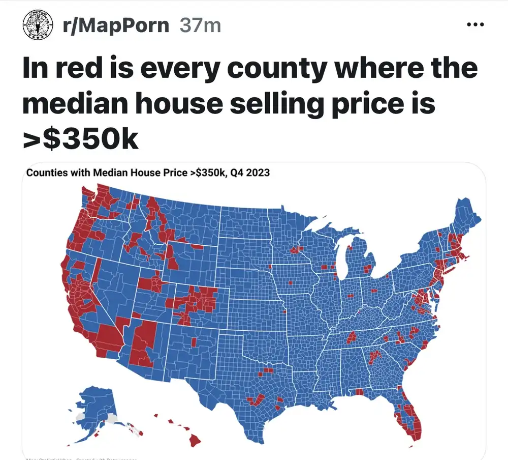 county house median selling price above 350k