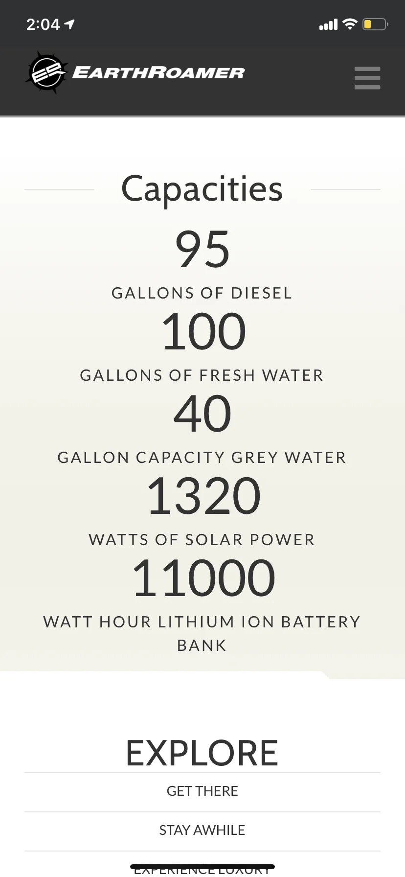 earthroamer capacity