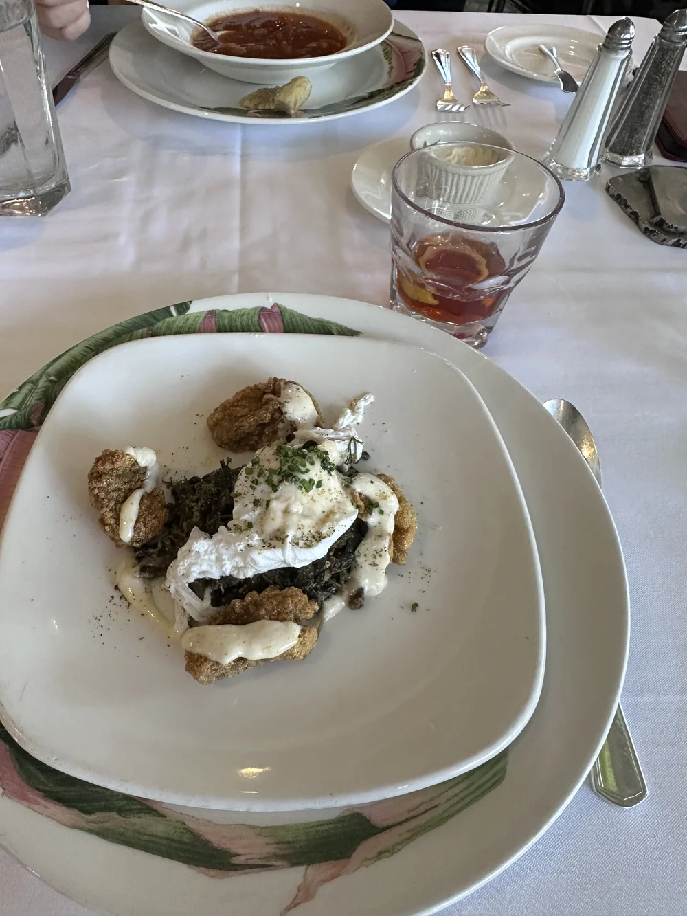 fried oysters with a hens egg