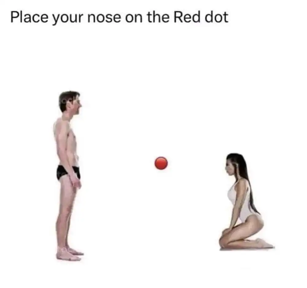 place your nose on red dot