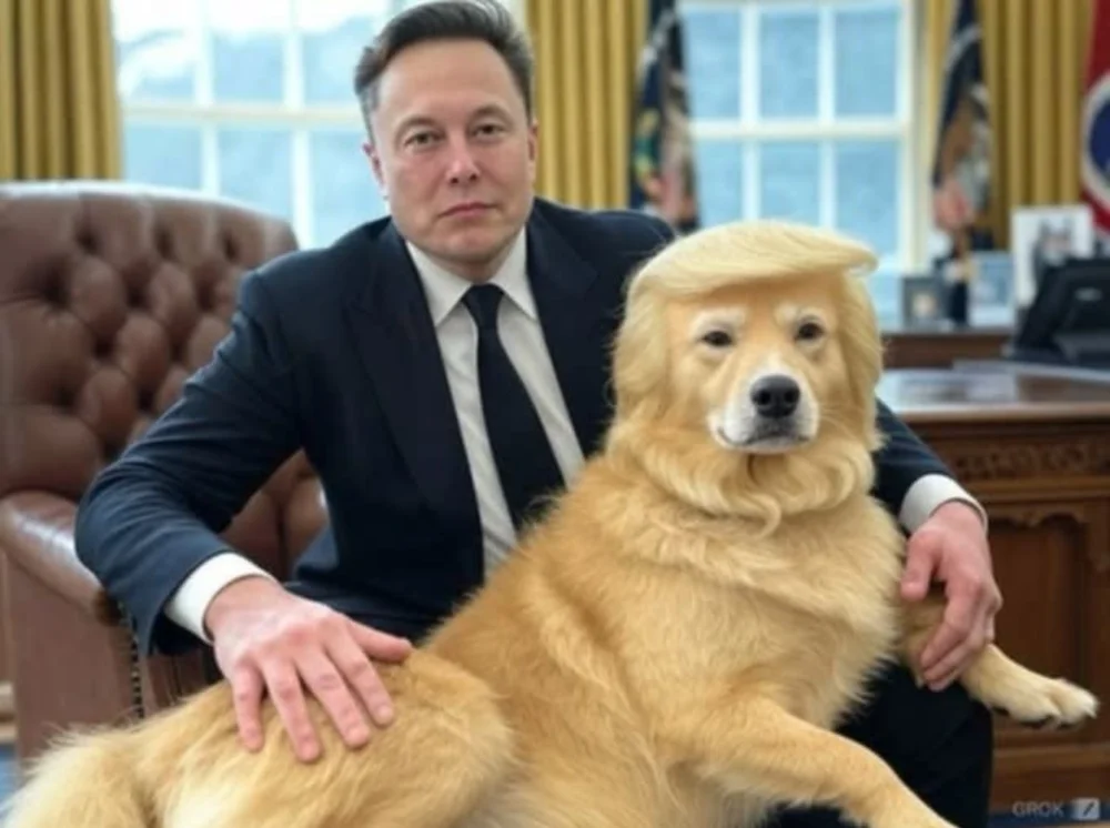 president musk and his dog